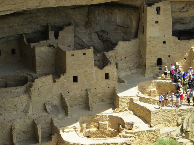 People exploring historical site